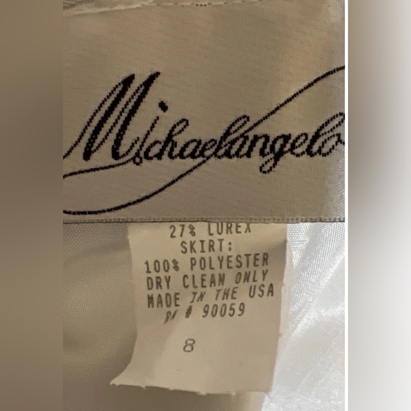 Michelangelo Silver Formal Dress A-Line Glitter Bodice Satin Gala Gown Sz 8 - Picture 4 of 9